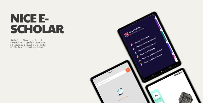Nice e-Scholar app — student dashboard and study materials